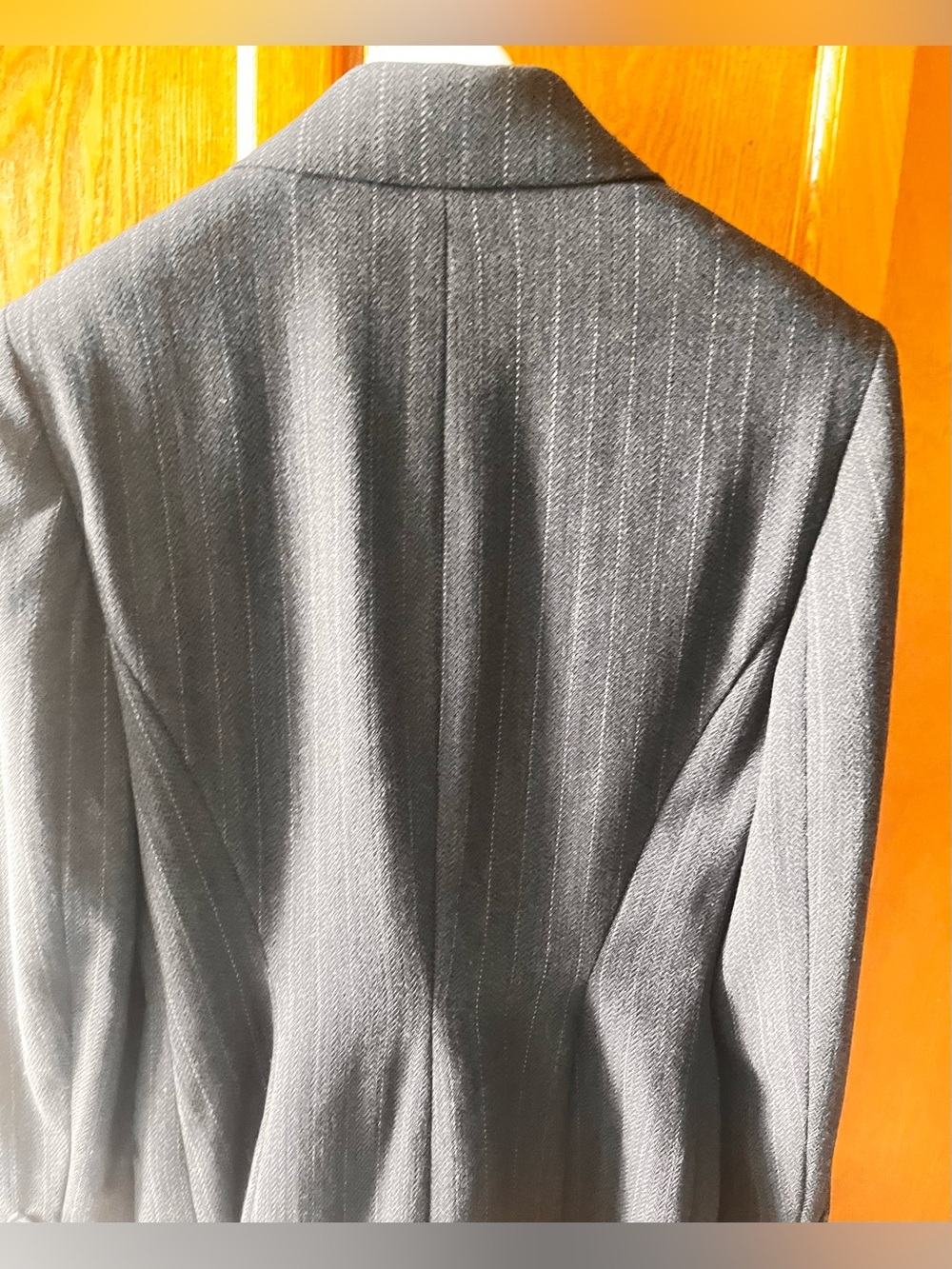 Women’s Donna Karan Collection Double-Breasted Pinstripe Blazer - Gray - Picture 4 of 9